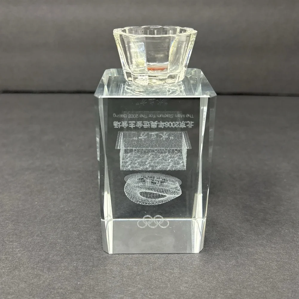 2008 Beijing Olympics Bird's Nest Water Cube 3D Crystal Candle Holder Souvenir